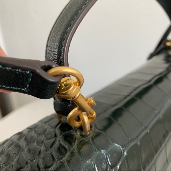 Tory Burch deep green croc 2 way bag - Picture 5 of 16